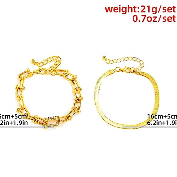 Sterling Silver U Link Rhinestone Multilayer Two Piece Herringbone Brace… - Picture 5 of 5